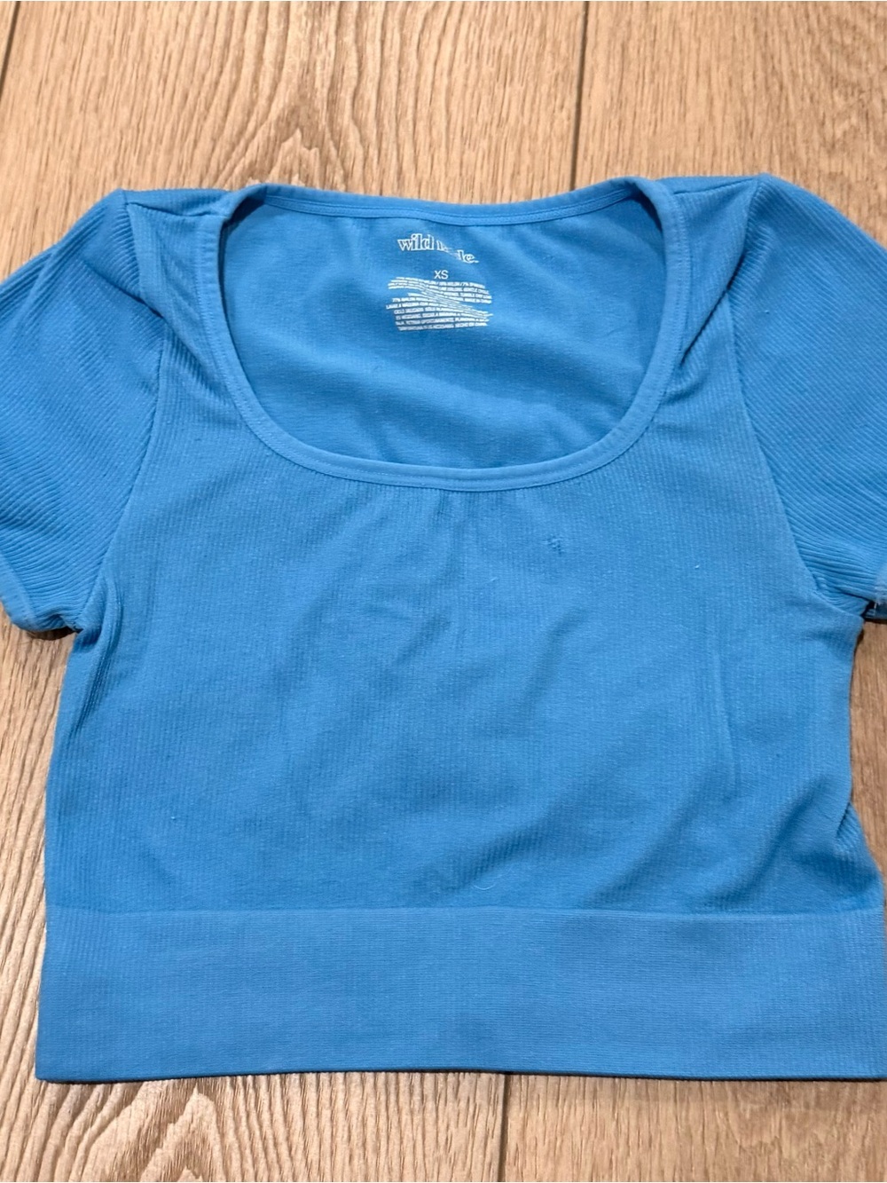 wild fable Bright Blue Scoop Neck Ribbed Crop Top